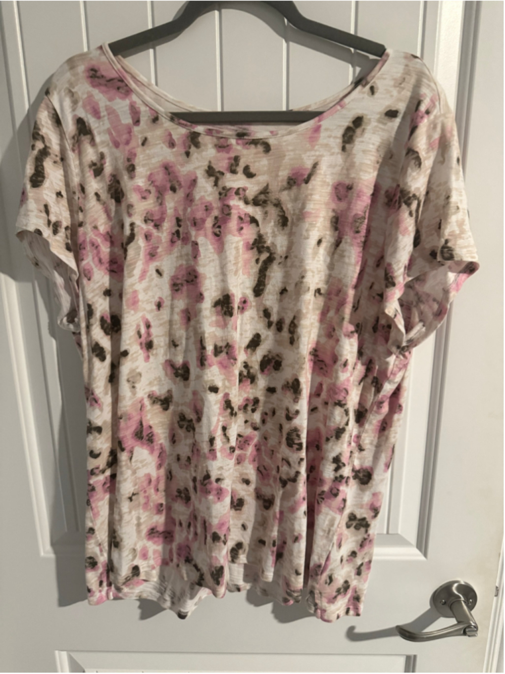 Belle by Kim Gravel 2X Pink Abstract Floral Print Short Sleeve Top
